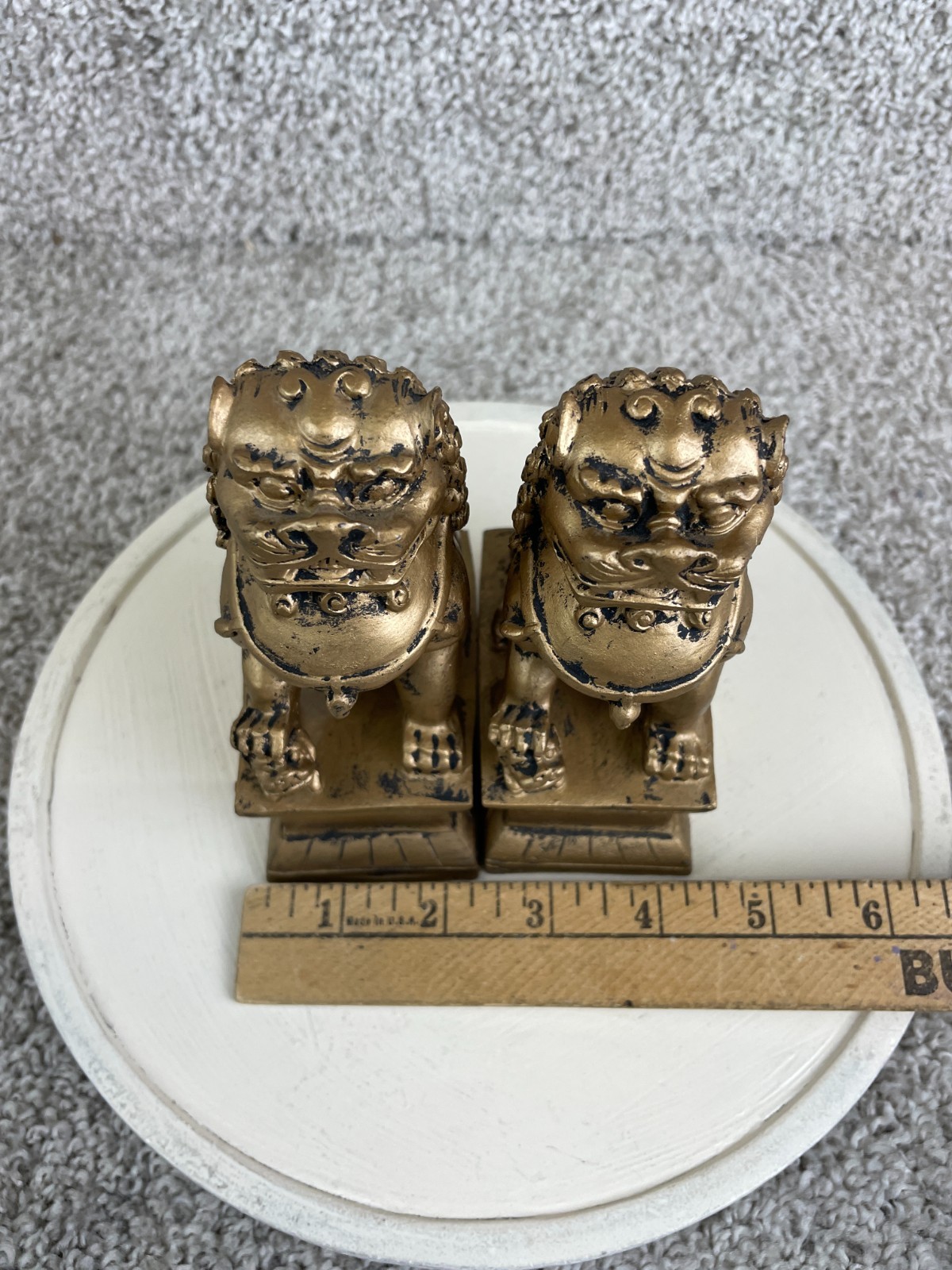 Lot of 2 Imperial Guardian Lion Chinese Foo Dog Statues Figurine