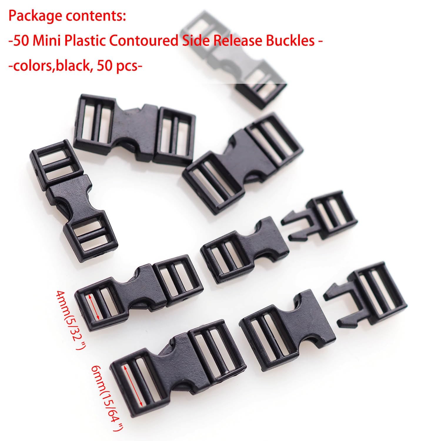 50PCS Mini Plastic Contoured Side Release Buckles for DIY Handmade Tiny Clothes