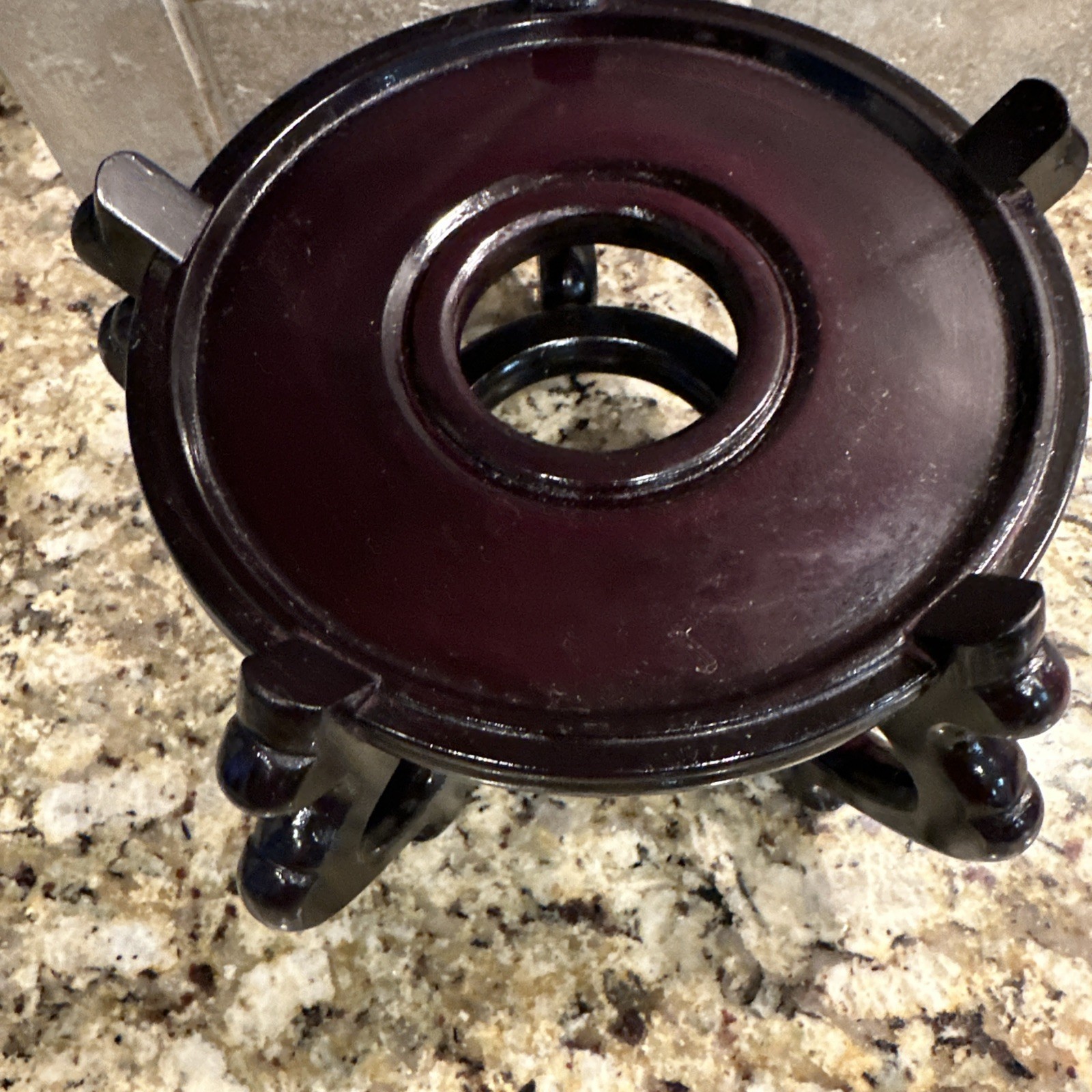 Vintage Chinese Dark Wood Stand 6” Diam For Urn Plant Fish Bowl