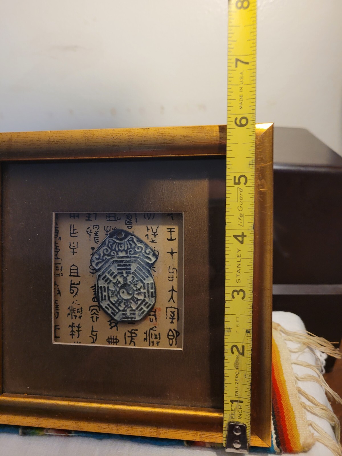 Vintage CHINESE CALENDAR Wood, Glass Side Table Stand Frame