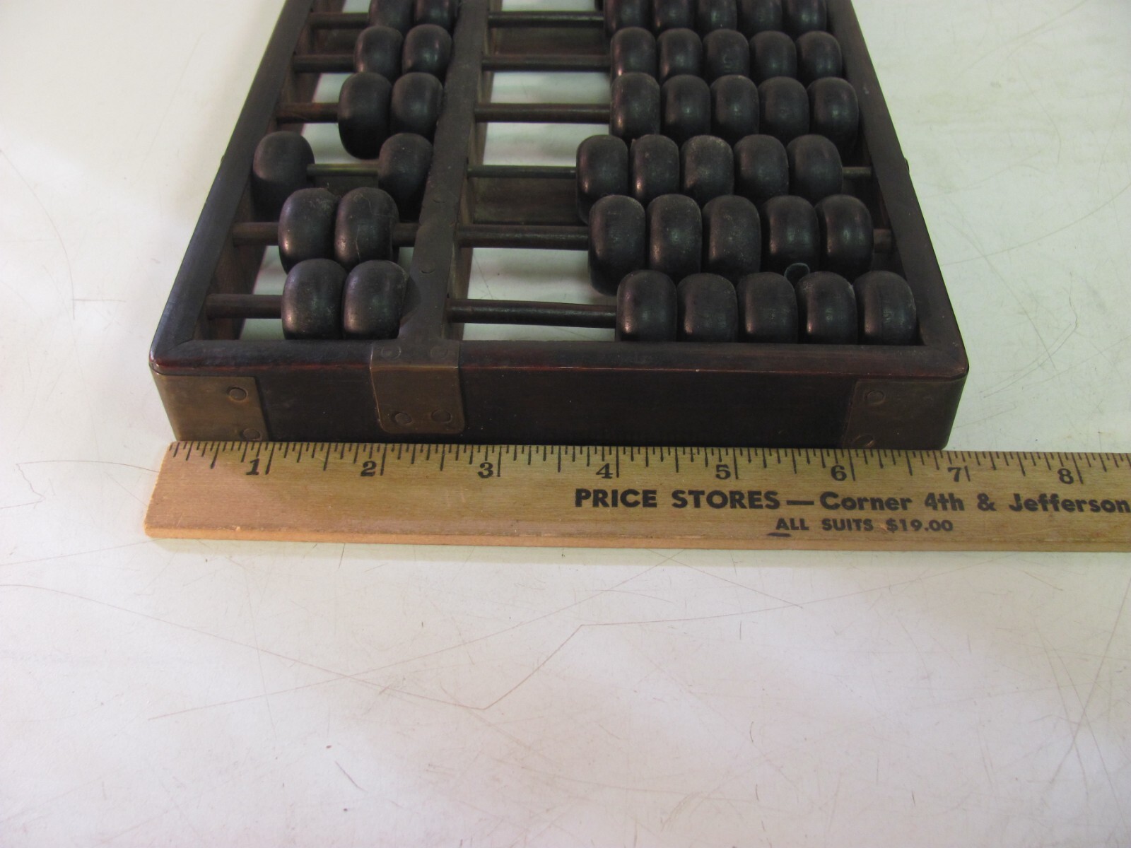 Wood & Brass Abacus Lotus Flower Type 9 Rods 63 Beads Original Antique NICE