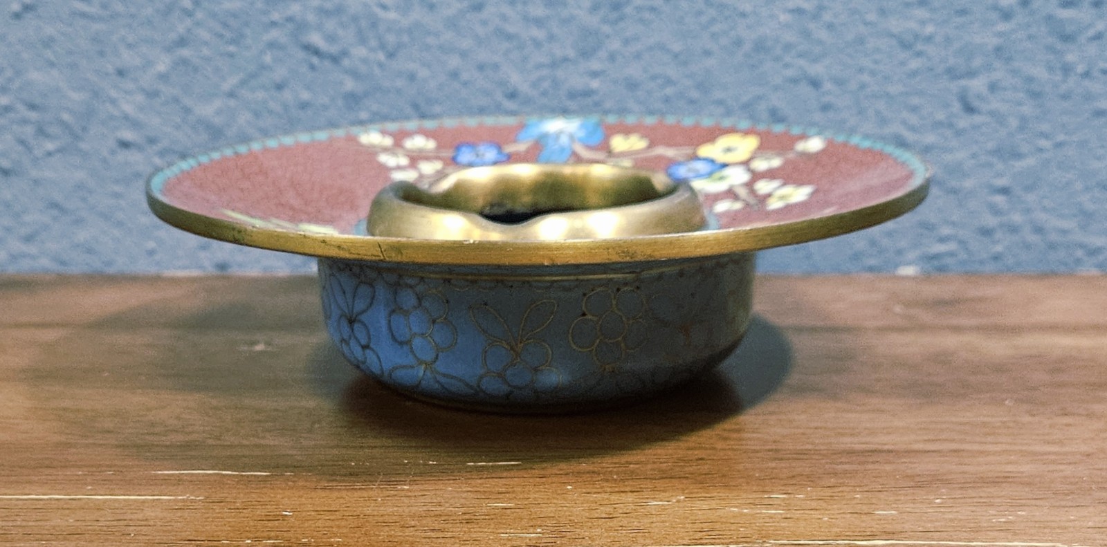 Vintage Chinese Cloisonné Floral Ashtray