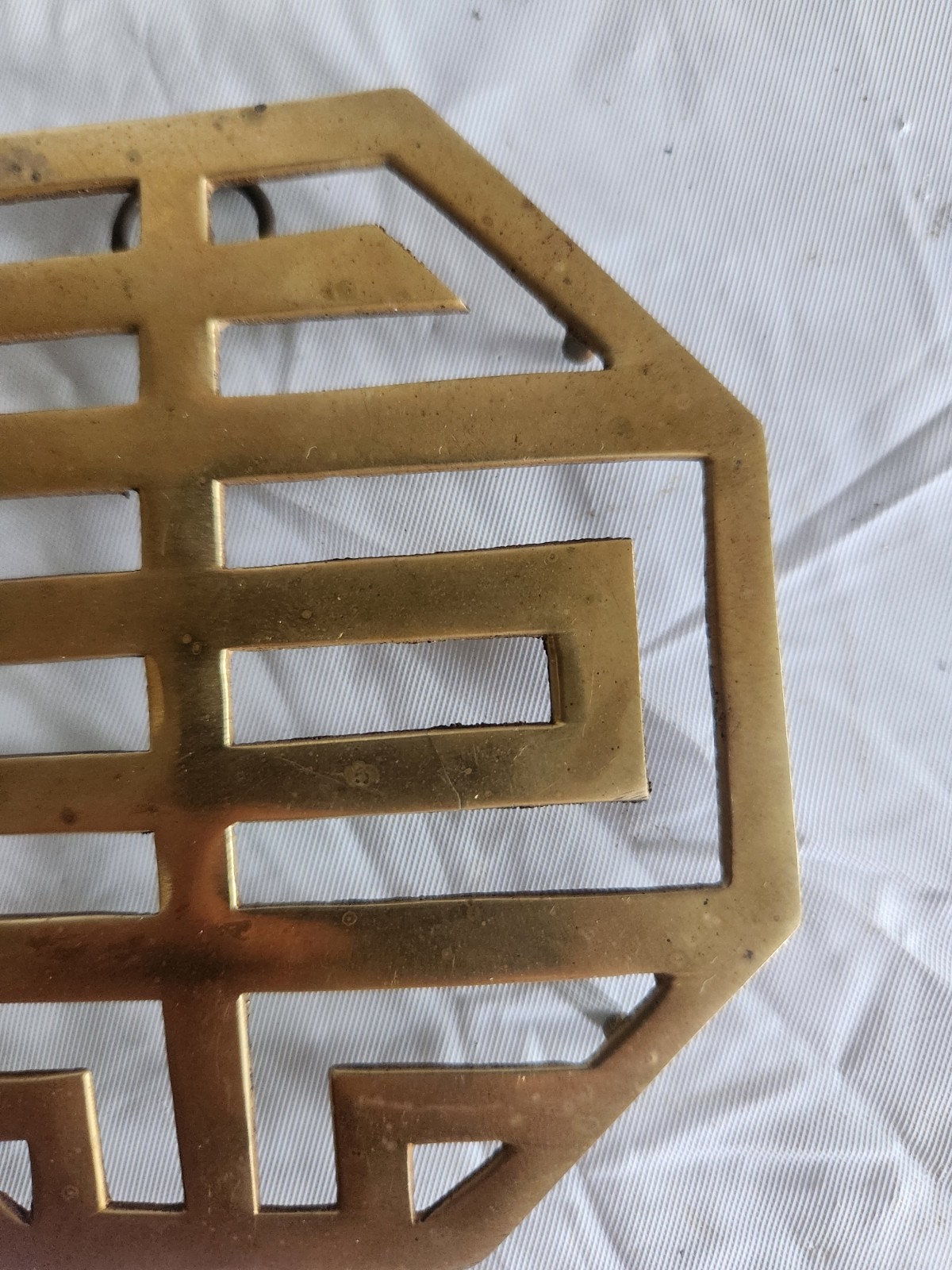Vintage Brass Trivet/Wall Hanging Decoration Chinese Symbol Longevity, Happiness