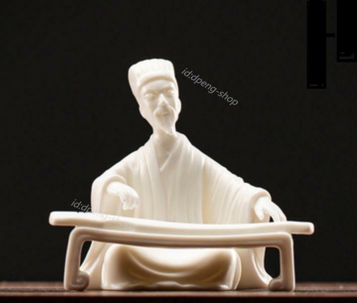 3.5″ Chinese White Porcelain Ceramics Mastermind Zhuge Liang Figurine Statues