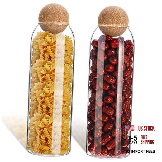 2 Piece Cork Glass Jars with Cork Lid Storage Jar Container with Ball 1300 ML
