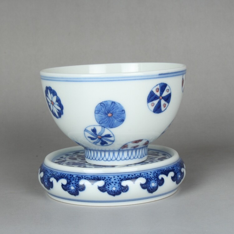3.1″ Chinese Ming Blue-and-white Porcelain Lotus Flower Branch Plate