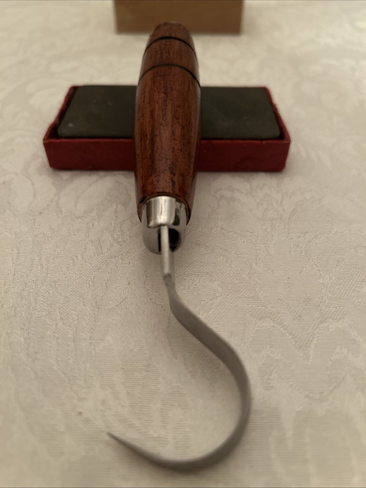 Forged Single Bevel Sloyd Hook Knife Stainless Blade Cherry Stain Hand Made
