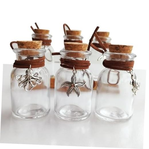 6PCS 30ml Clear Wide Mouth Glass Bottles with Cork Stoppers and 1OZ-6PCS