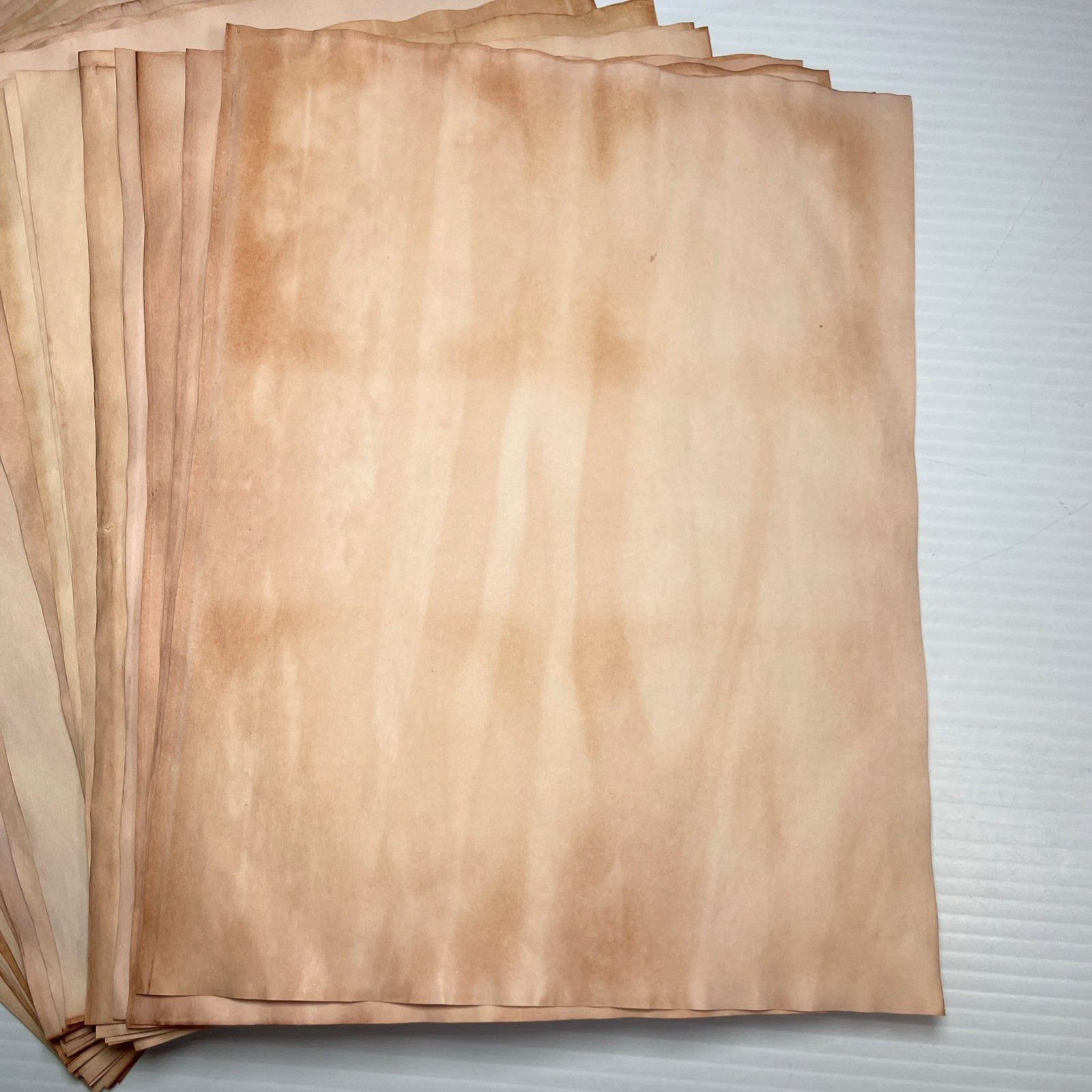 40 Avocado Grungy Peachy-Pink Hand Dyed 8.5″x11″ Paper Junk Journal Supply 3-15