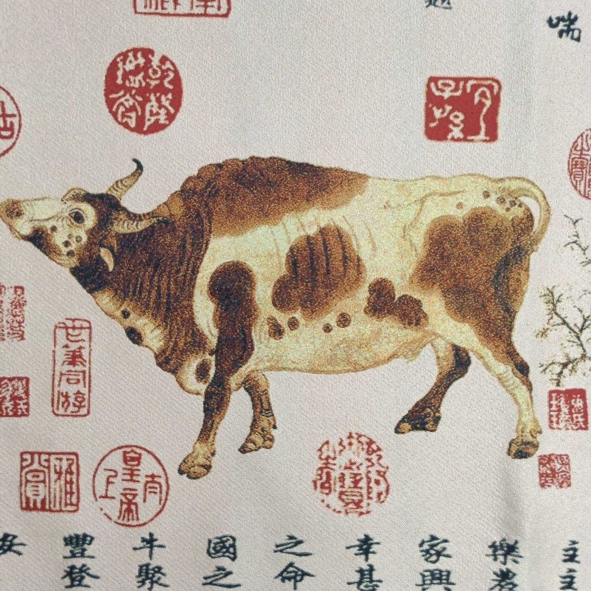 Thangka Embroidery Five Oxen Tapestry Wall Hanging 160x60cm Unframed
