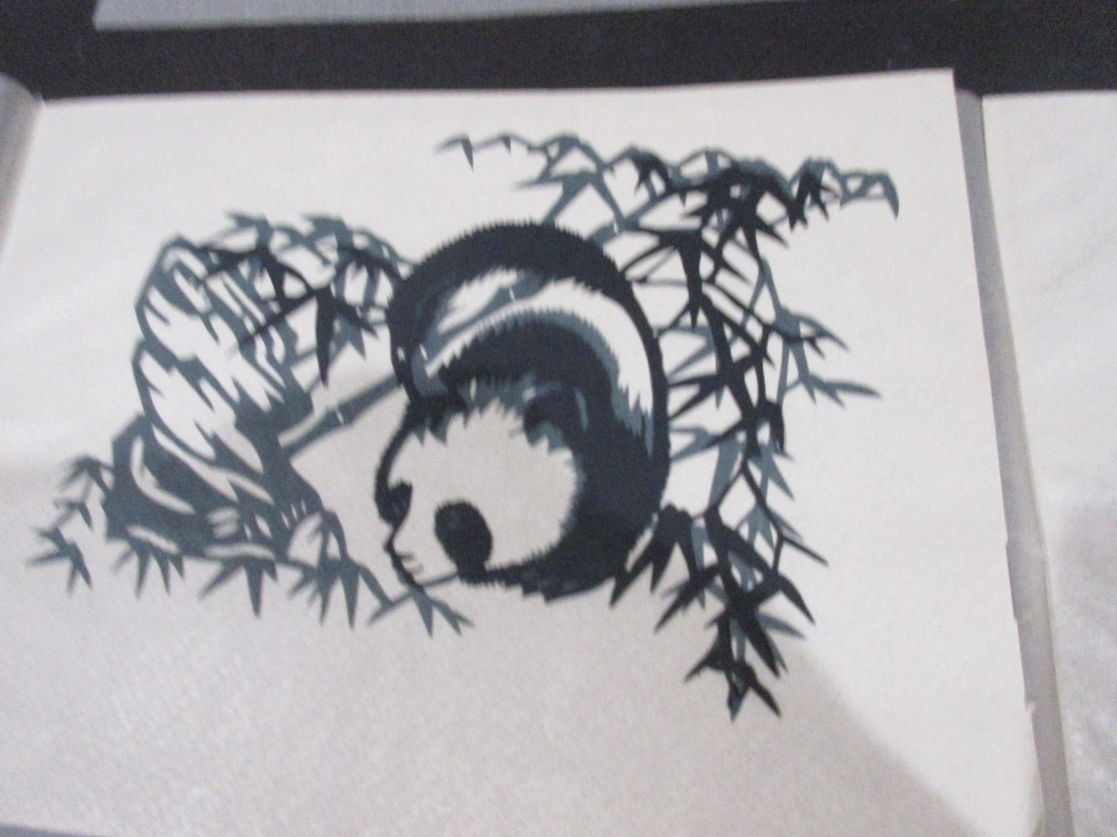 Vtg. Chinese Paper-Cuts Folk Art Panda & Bamboo (6)