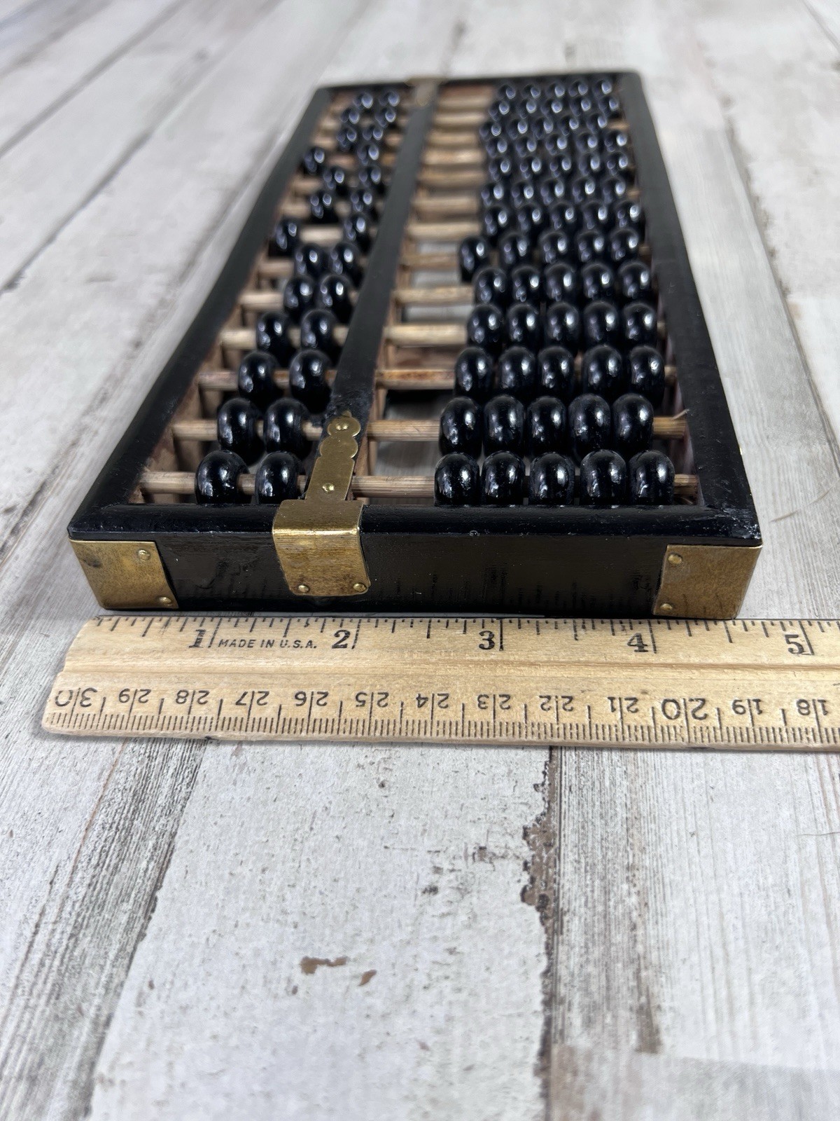 Vtg Chinese Abacus Wood & Brass 13 Rows Math Decor Study Office Collectible