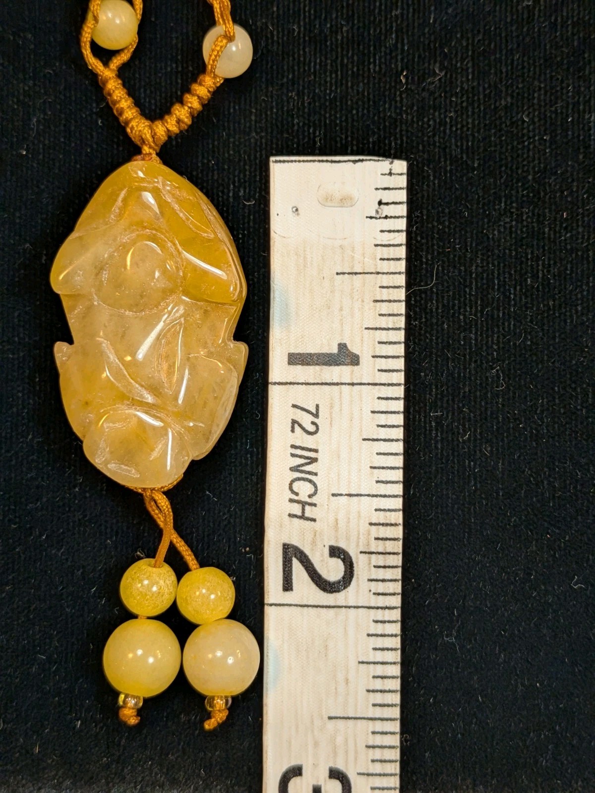 NOS Chinese Yellow /Honey Jadeite Lucky Frog Pendant 1980-2000 Ships US