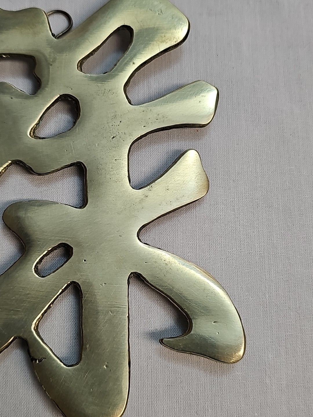 Vintage Solid Brass Chinese Character For Wealth Taiwan 6in x 4.5in