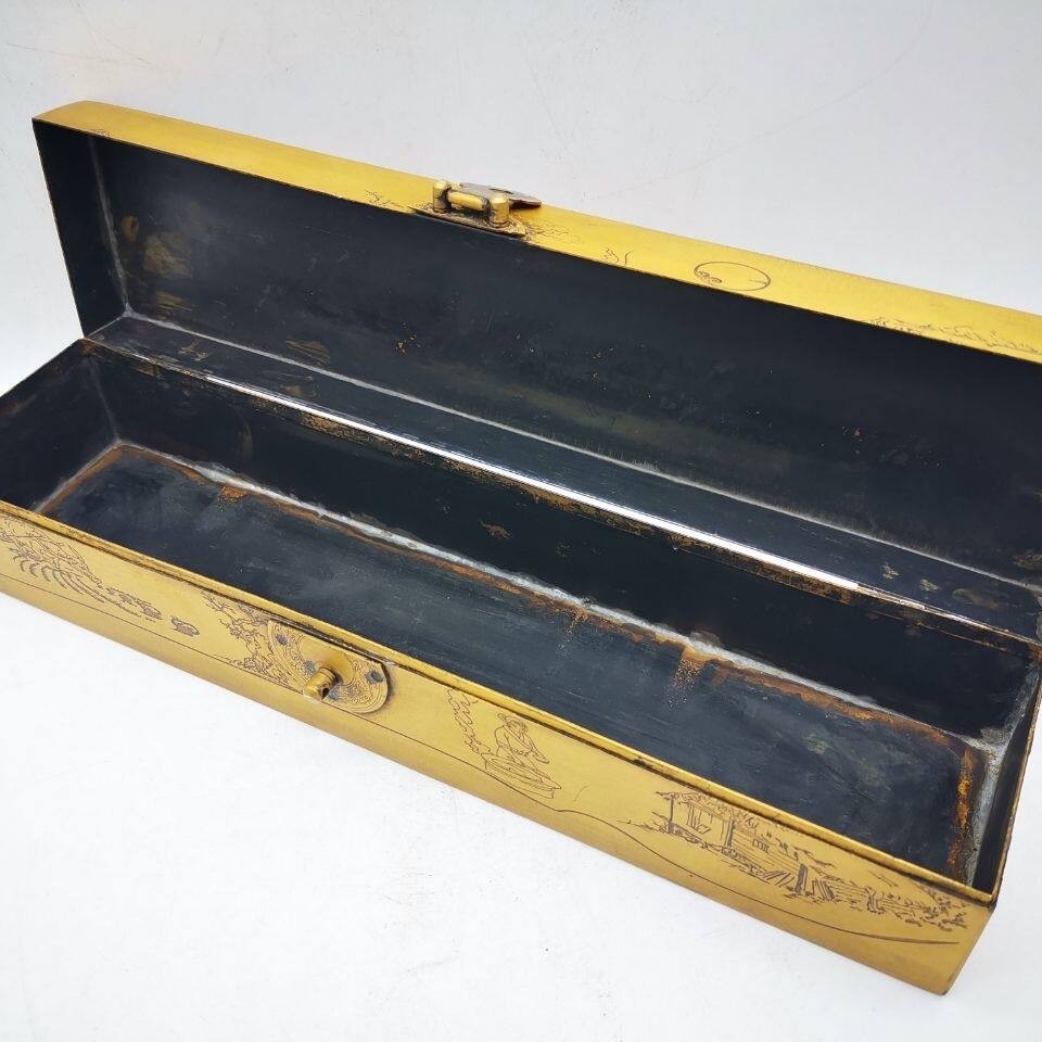 Aque Brass Jewelry Box Carved Deer Pattern Unique Scholar Case (Random Motif)