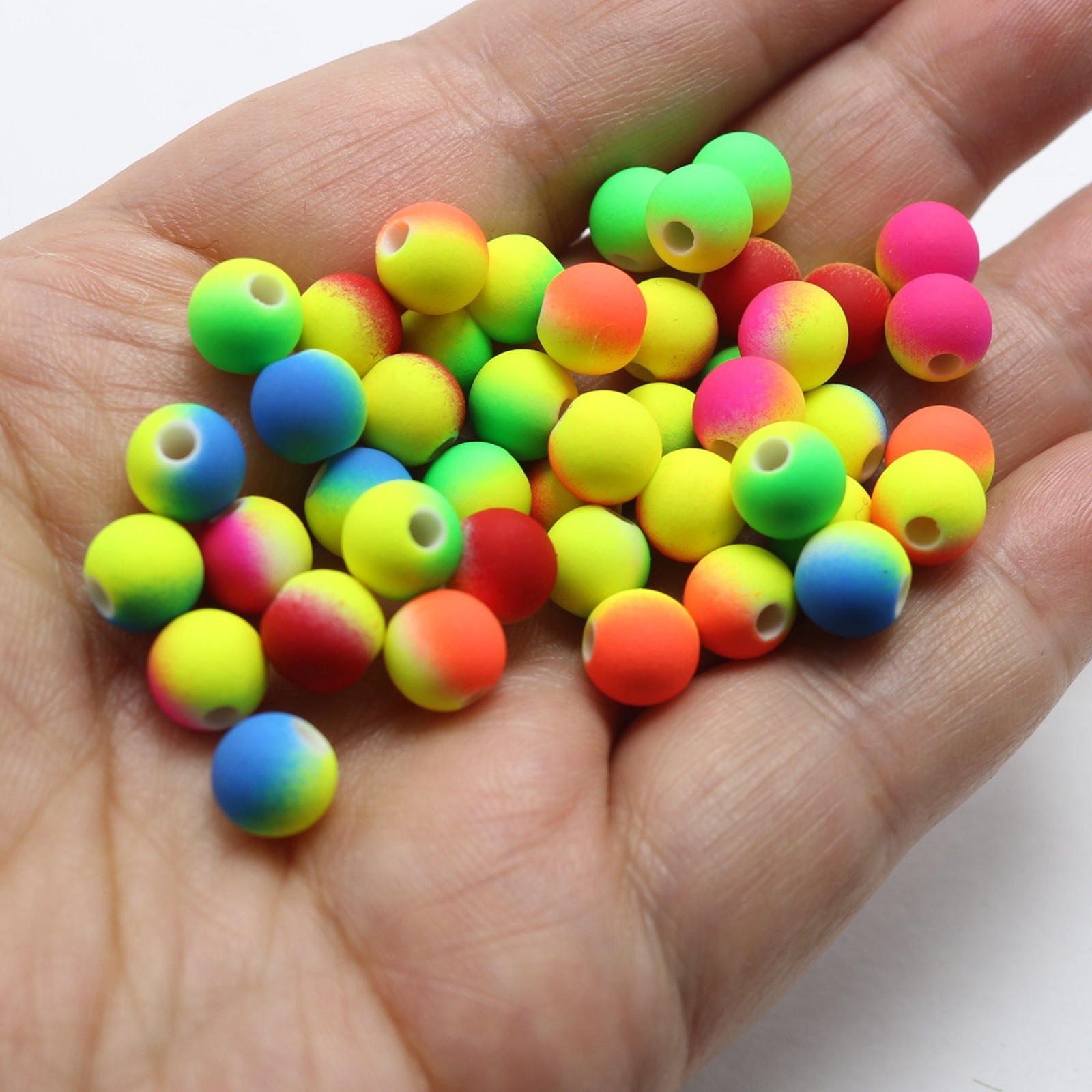 200 Multi-Color Neon Beads Acrylic Round Beads 8mm(0.32″) Rubber Tone