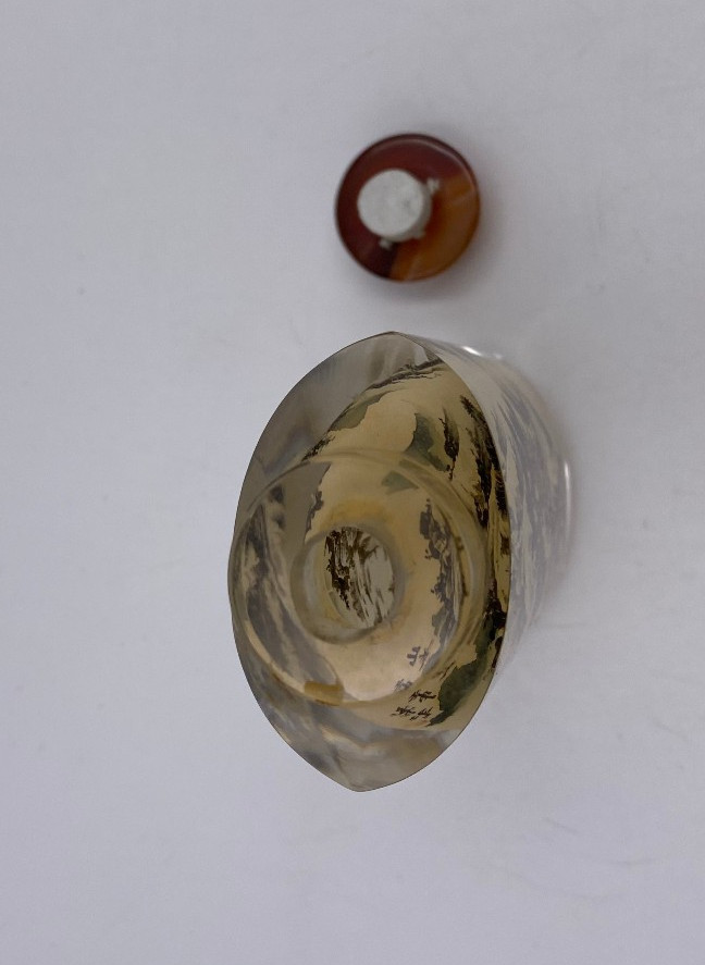 Vintage 3.75″ Reverse Painted Glass Chinese Snuff Bottle