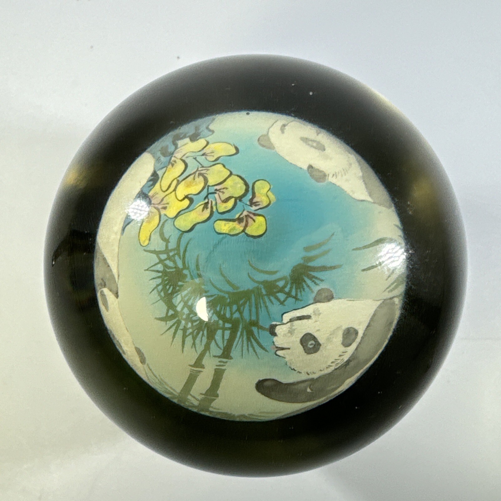 Chinese Hand painted Inside Reverse Art Panda Glass Globe