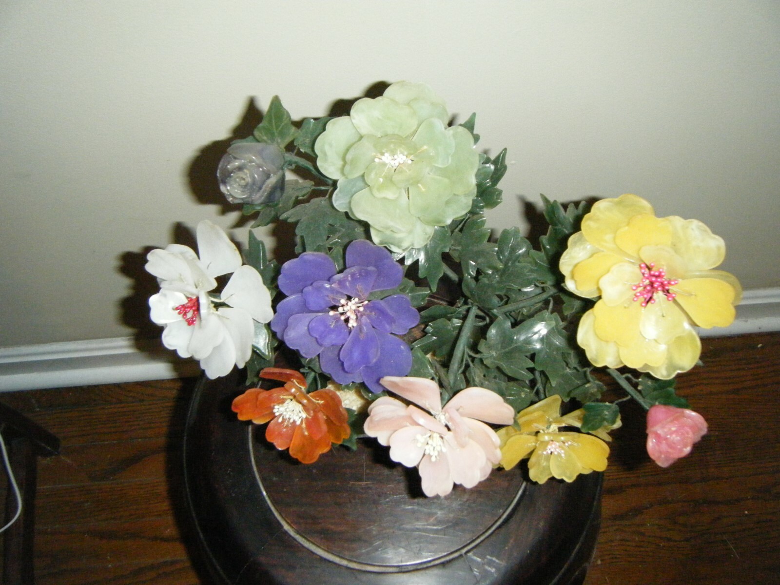 CHINESE GORGEOUS MULTI COLOR FLOWERS IN GLASS FLOWER POT
