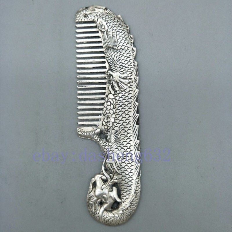 Chinese Old Handwork Carving Dragon Comb Decoration Collectibles