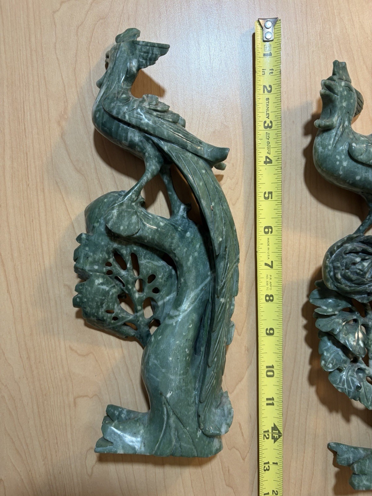 Chinese Export Jade Sculptures Phoenix Bird Peacock Jadeite Nephrite