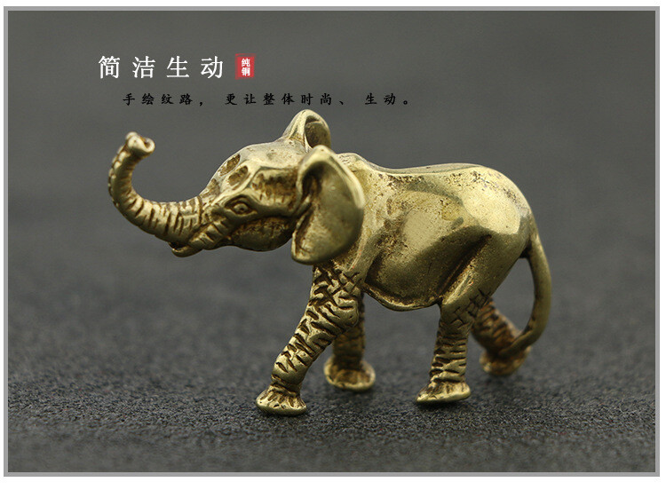 Antique Solid Pure Copper Mini Elephant Ornaments Tea Pet Desktop Ornaments Coll