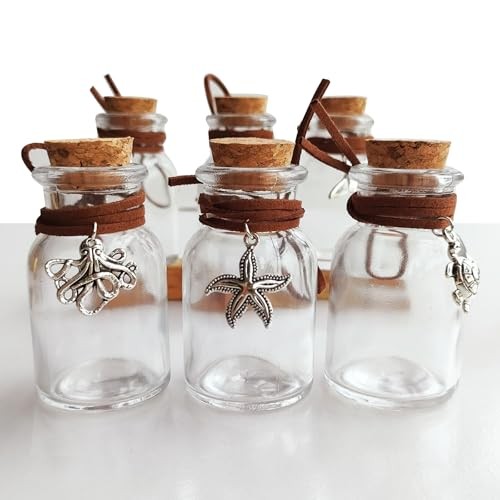 6PCS 30ml Clear Wide Mouth Glass Bottles with Cork Stoppers and 1OZ-6PCS