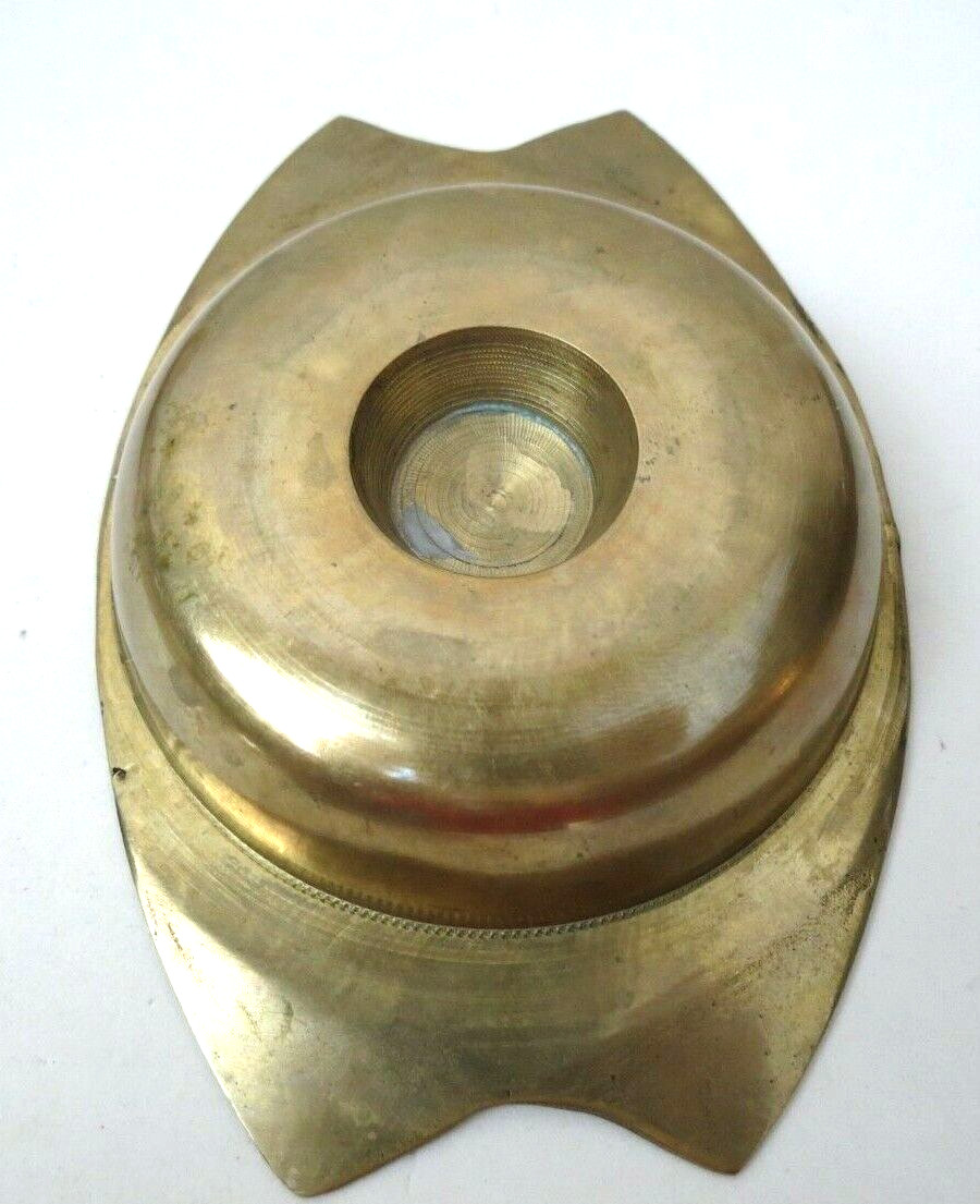 Heavy Weight Solid Brass Asian Theme Ashtray Antique Brass 5.5″