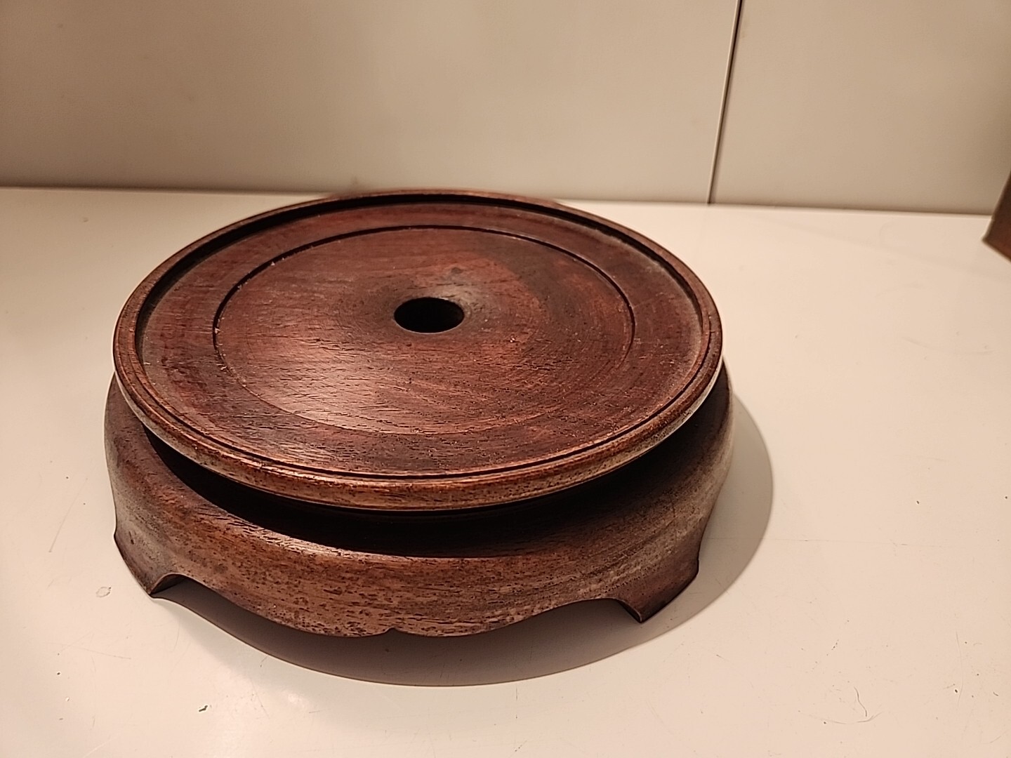 6 7/8″ CHINESE ASIAN WOOD DARK REDISH COLOR 4 PLANT VASE POT LAMP 4 Foot J-4