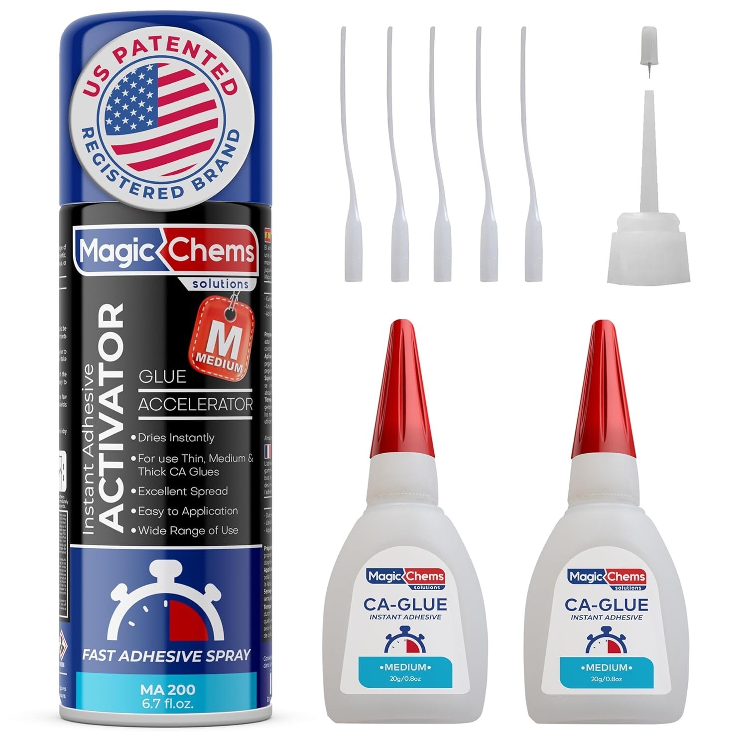 CA Glue with Activator Kit (2 X 0.8 Oz Glue + 6.7 Fl Oz Activator) Cyanoacrylate