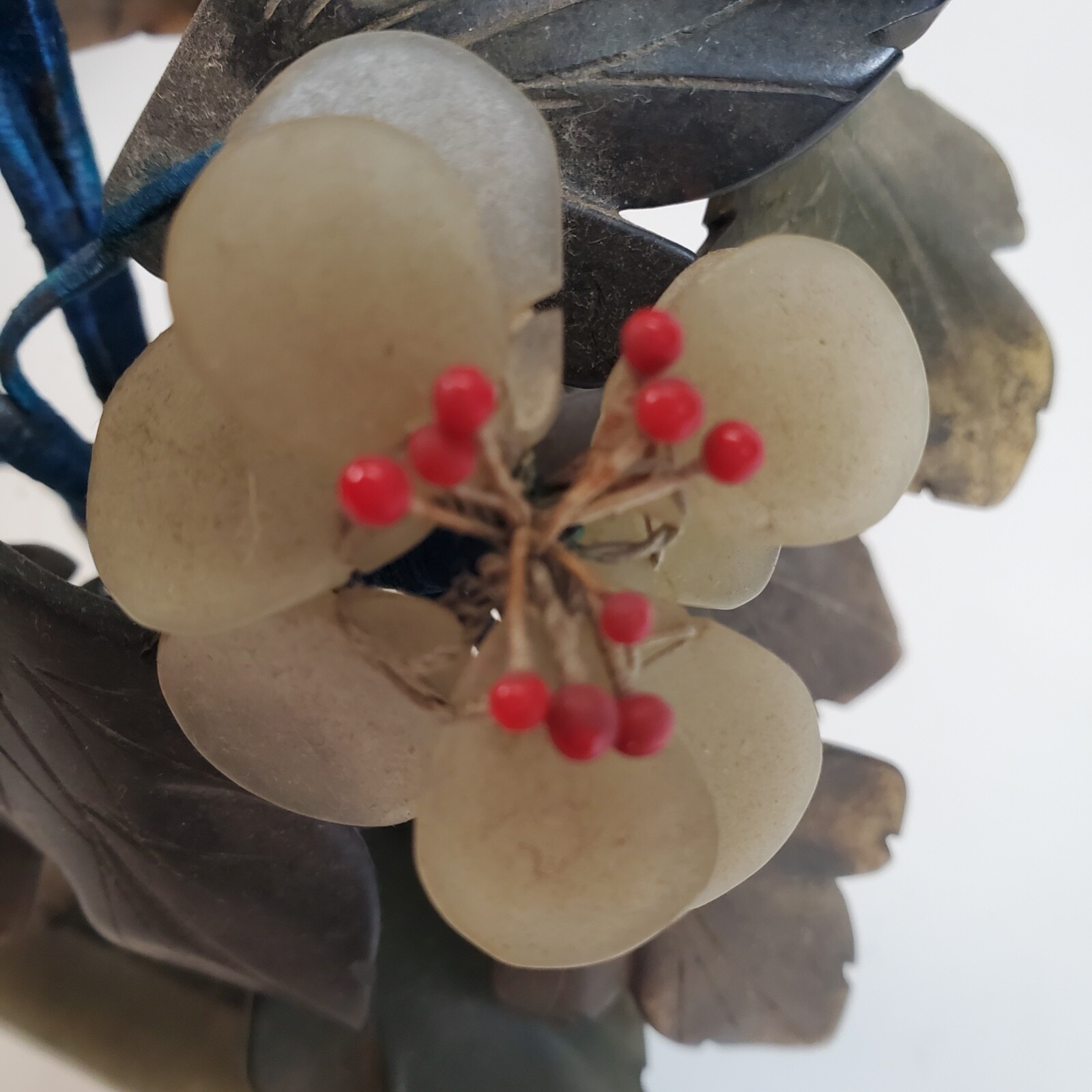 Vintage 1950s Chinese/Japanese Jade Agate Bonzai Flowering Tree