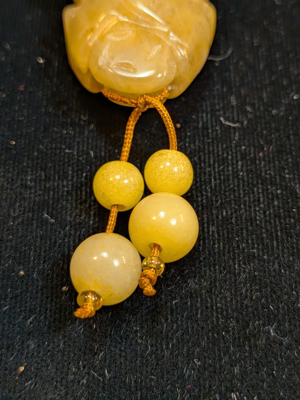NOS Chinese Yellow /Honey Jadeite Lucky Frog Pendant 1980-2000 Ships US