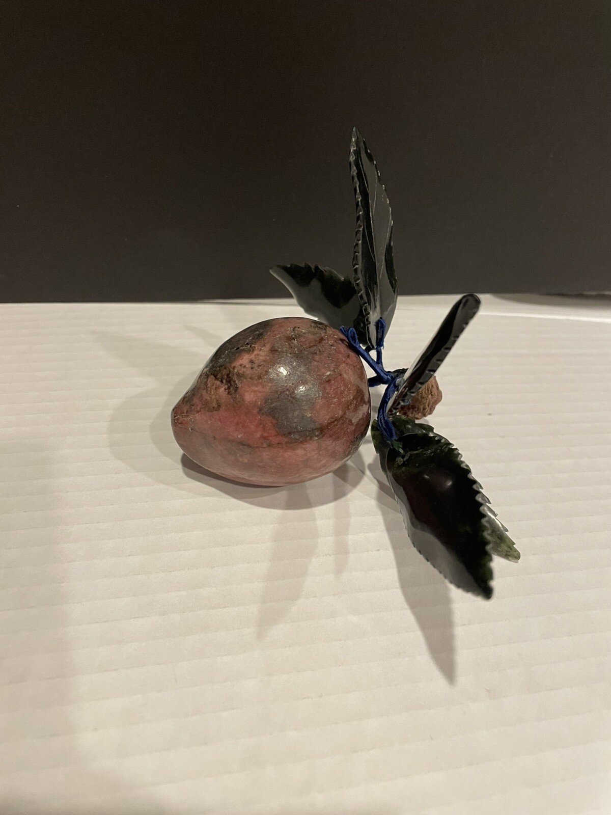 Vintage Asian Plum Heavy Stone Miniature Decorative Fruit Wood Stem 1950’s Rare