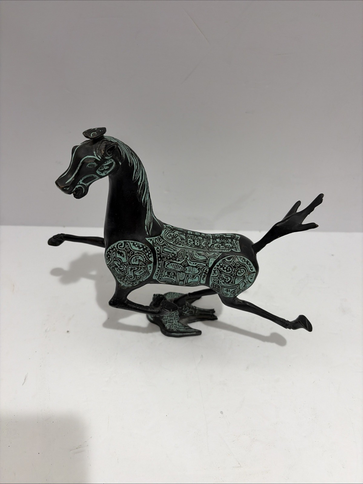 Vintage Chinese Bronze Horse Statue, Flying Horse of Gansu 9.5” L