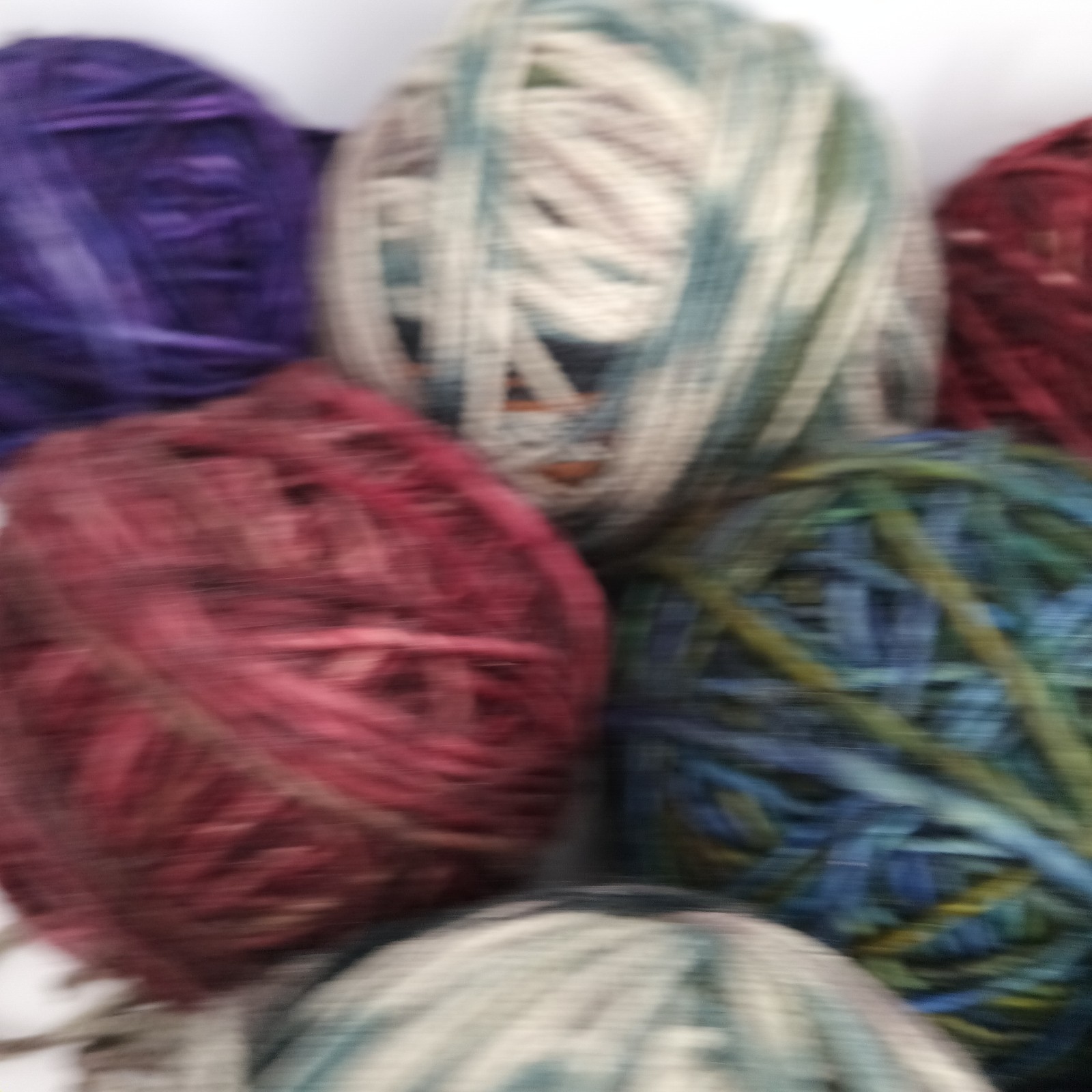 Mixed Yarn Lot Variegated Autumn Berry Purple Blue Brown Balls Vibrant Beautiful