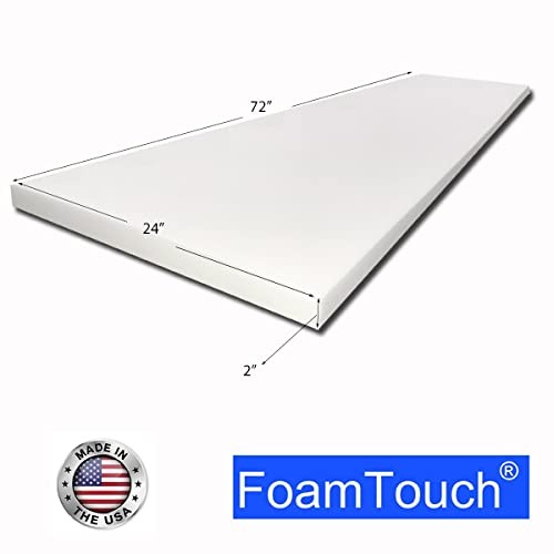 High Density Upholstery Foam Padding Couch Seat Cushion White 2x24x72 Inch