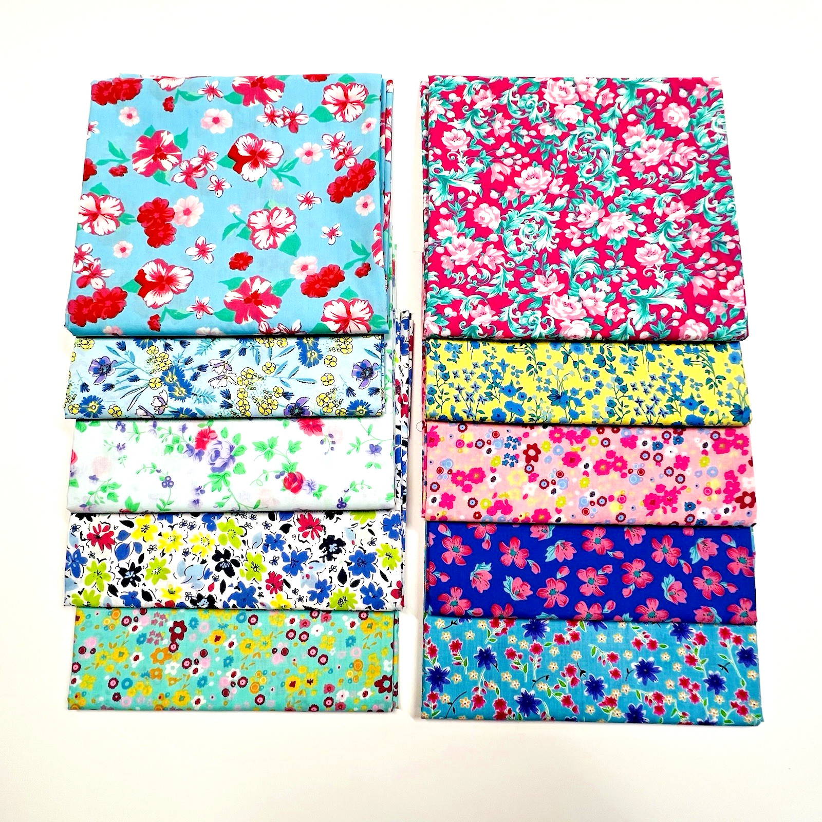 Cotton Floral Fabric Quilt Bundle #18 /1 Yard of Each Color / 10 yards for $15