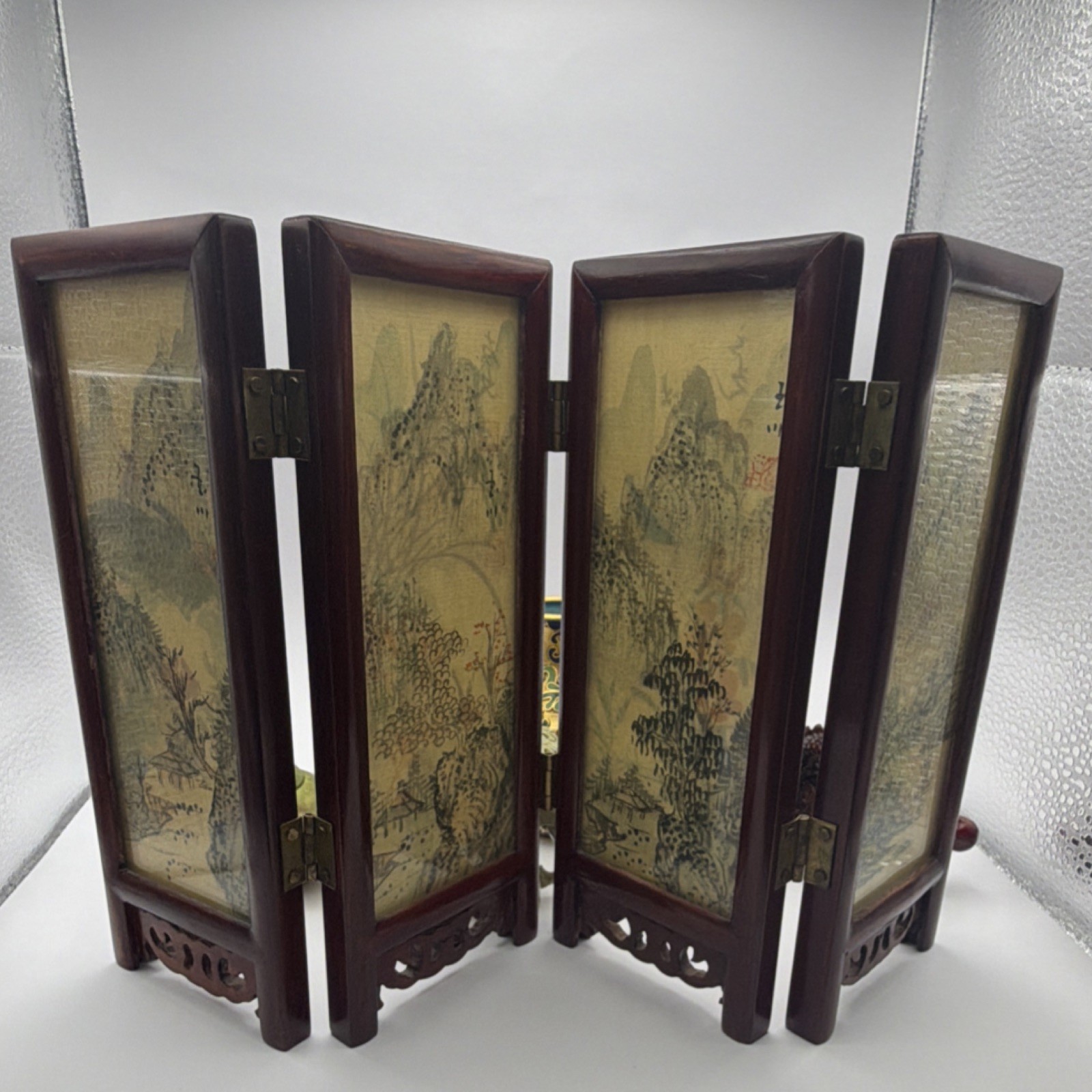 Antique Chinese Handmade Collectible Set: Vase, Teapot, Dragon, Elephant, Screen