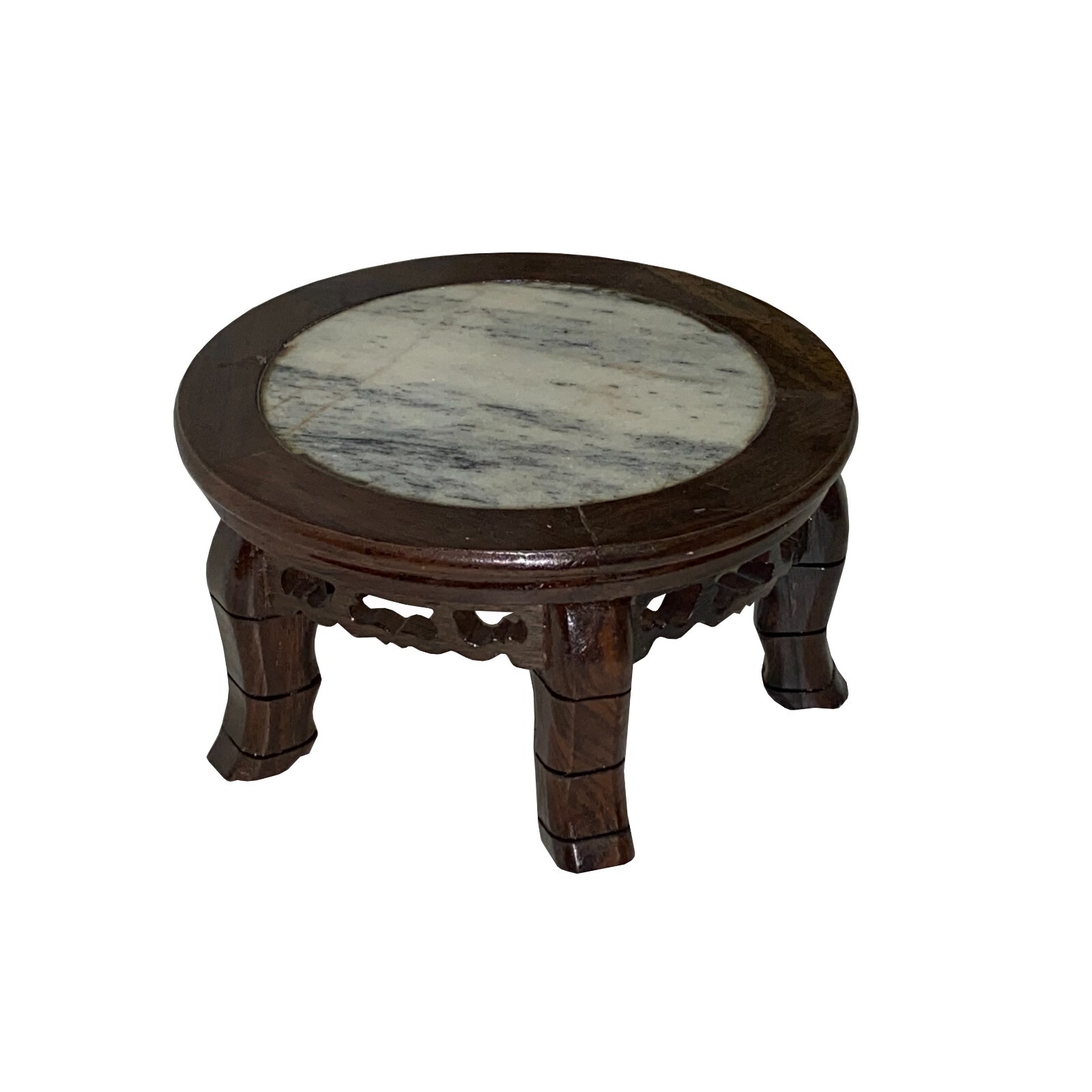 6.75″ Oriental Brown Wood Marble Round Table Top Stand Riser ws2851C