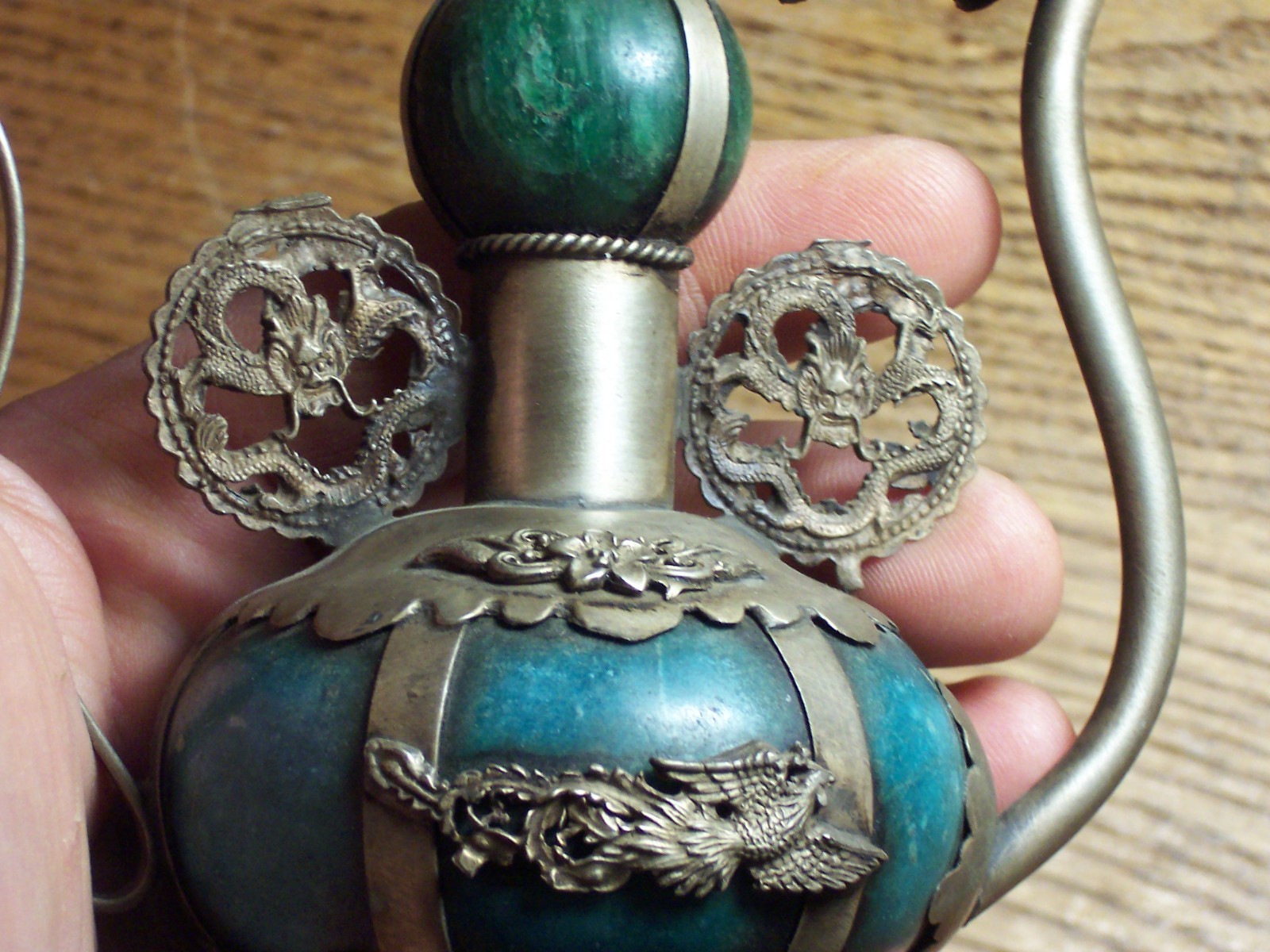 Vintage Chinese Ornate Oriental Teapot Decorative Dragons Monkeys 6″ tall