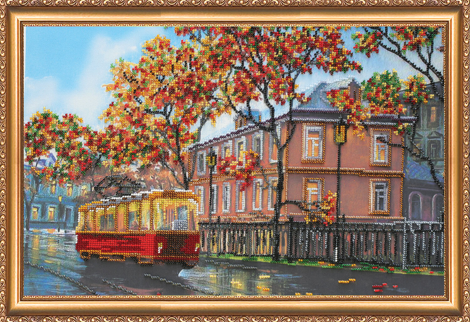 Bead Embroidery Kit “Autumn Blues” size 19.7″x12.6″ / 50.0×32.0 cm