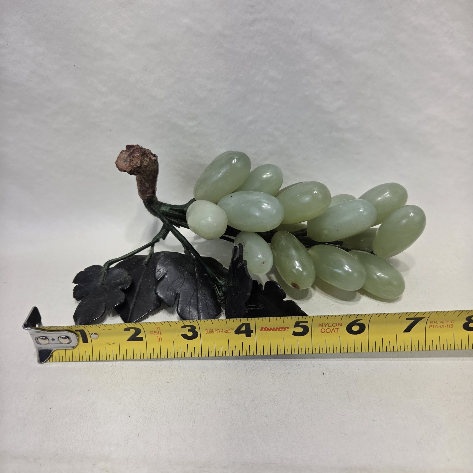 Vintage Marble Jade Agate Stone Grapes And Glass With Copper Grapes Green