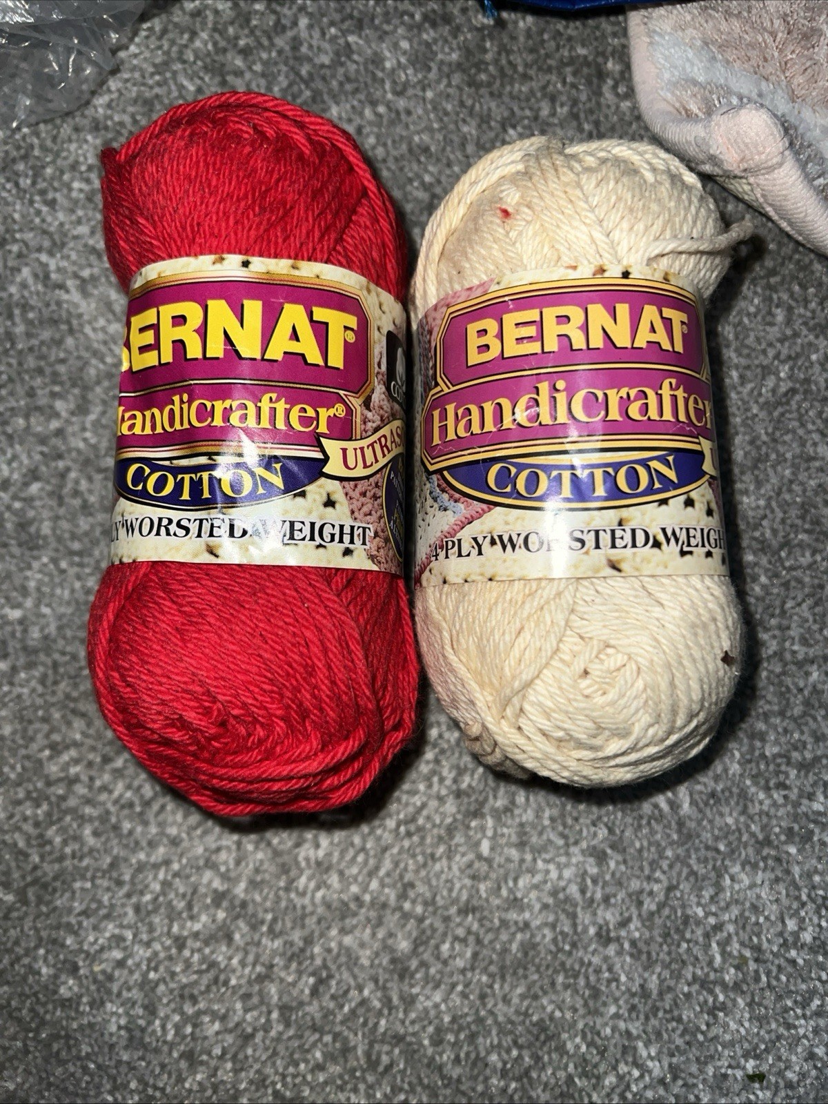Lot of 5 All-Natural 100% Cotton Craft Yarns – Bernat & J&P Coats