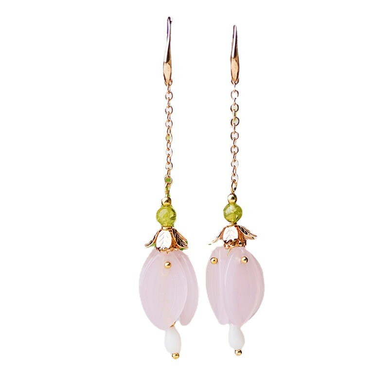 Chinese Coloured Glaze Gild Flower Tibetan Style Fashion Earbob Earrings