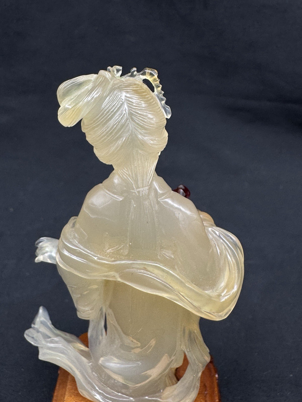 Chinese Carved Agate Stone Lady Sculpture, 4.5″