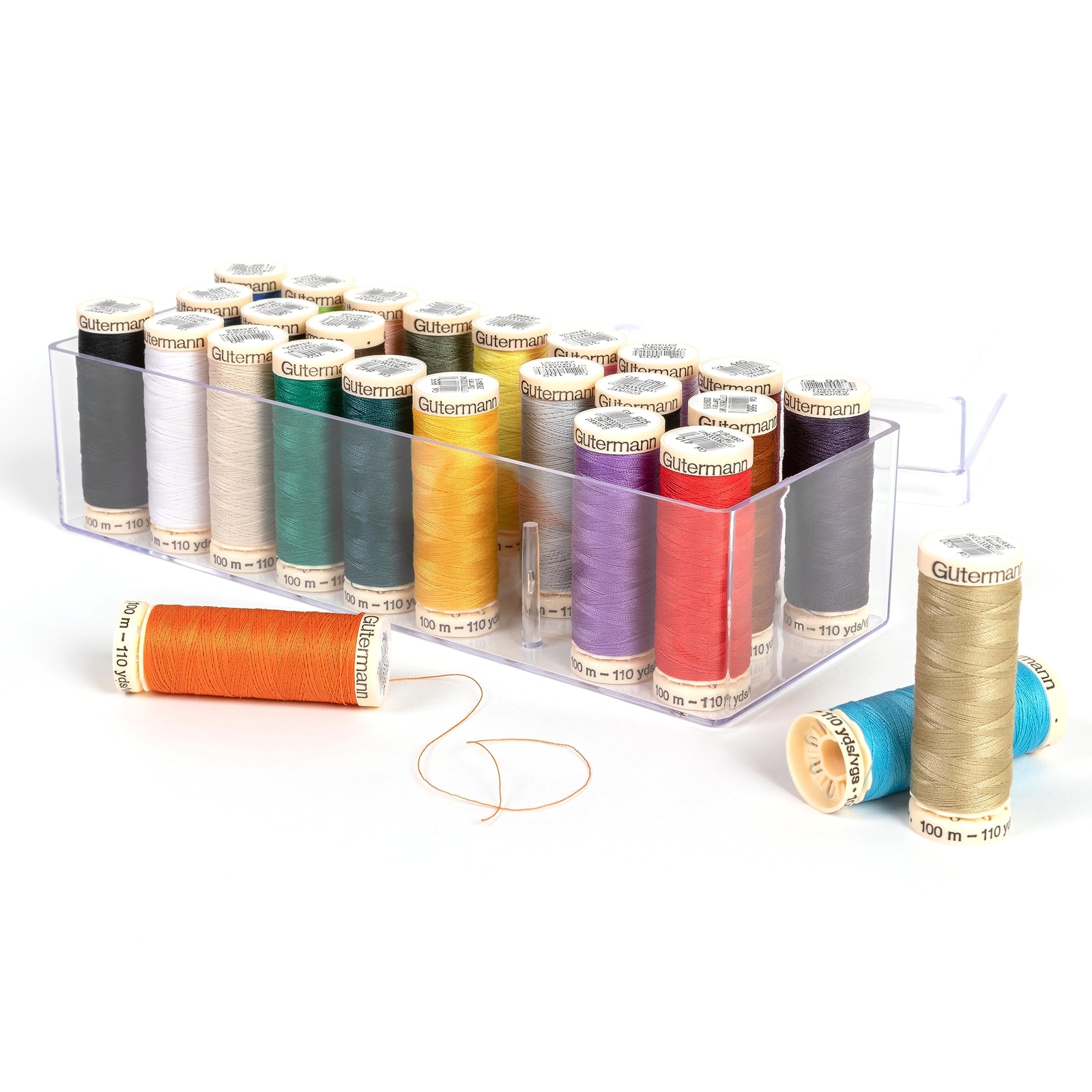 Gutermann 26 Spool Sew All Thread Set 100m Polyester Assorted Colors Storage Box
