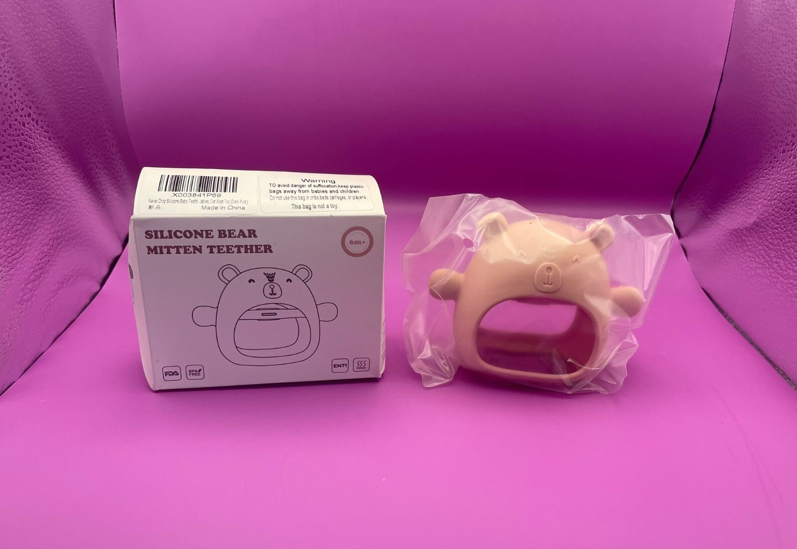 Silicone Baby Mitten Teething Chew Toy Anti-Drop Teether Glove BPA-Free Biting
