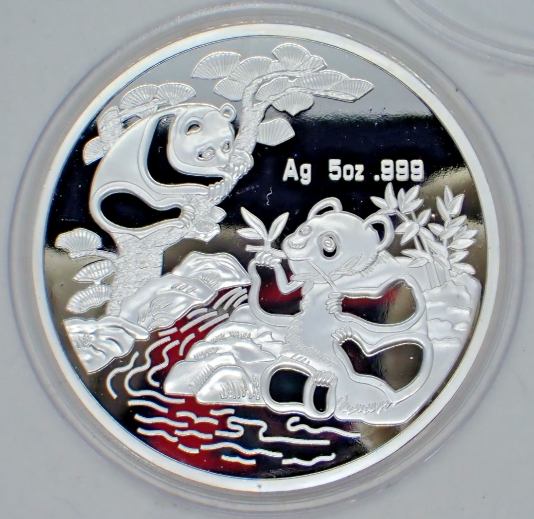 Chinese BigSilver coated Souvenir Coin Two Pandas tree 1994 year #1