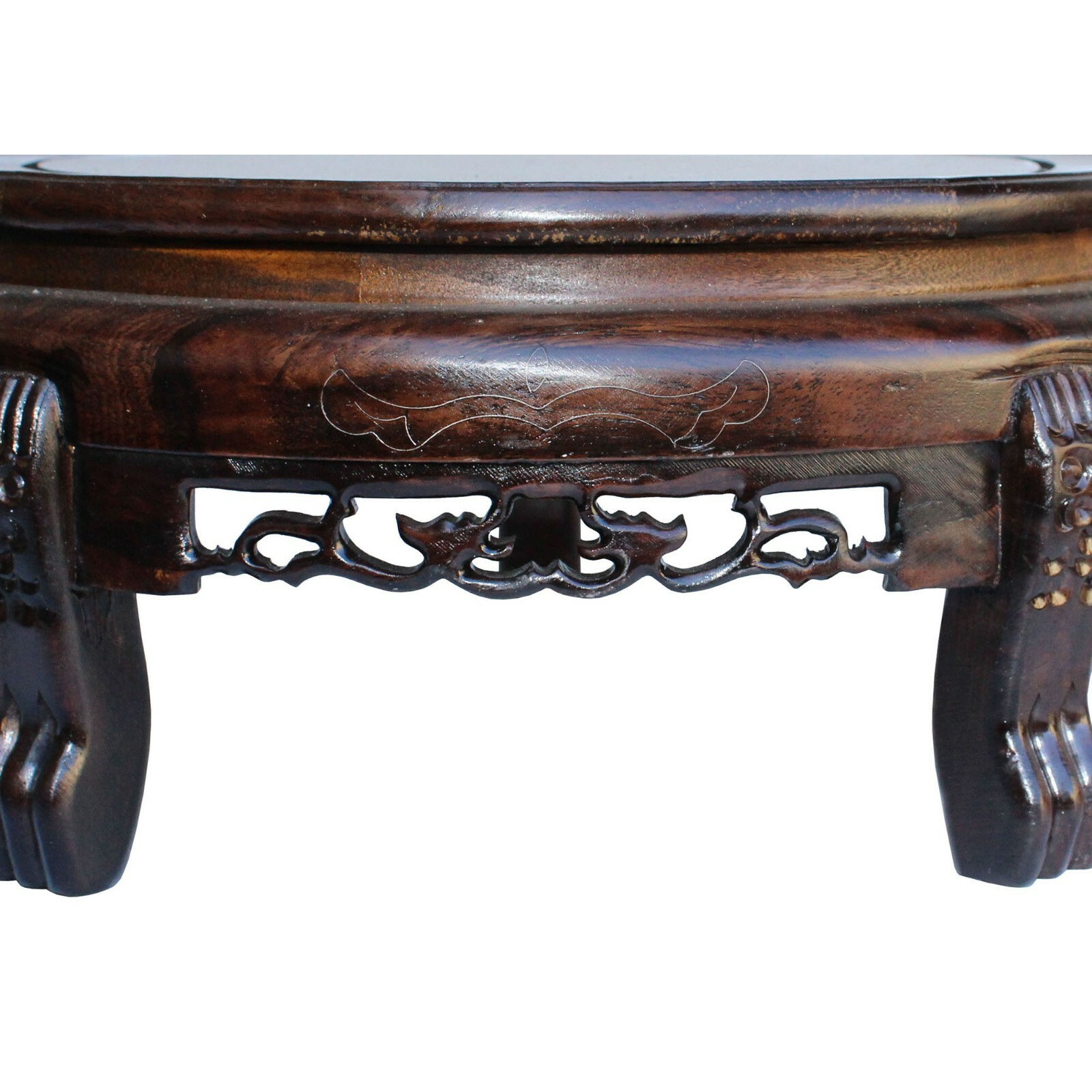 7.5″ Chinese Brown Wood Round Table Top Stand Display Easel Silver Line ws129E