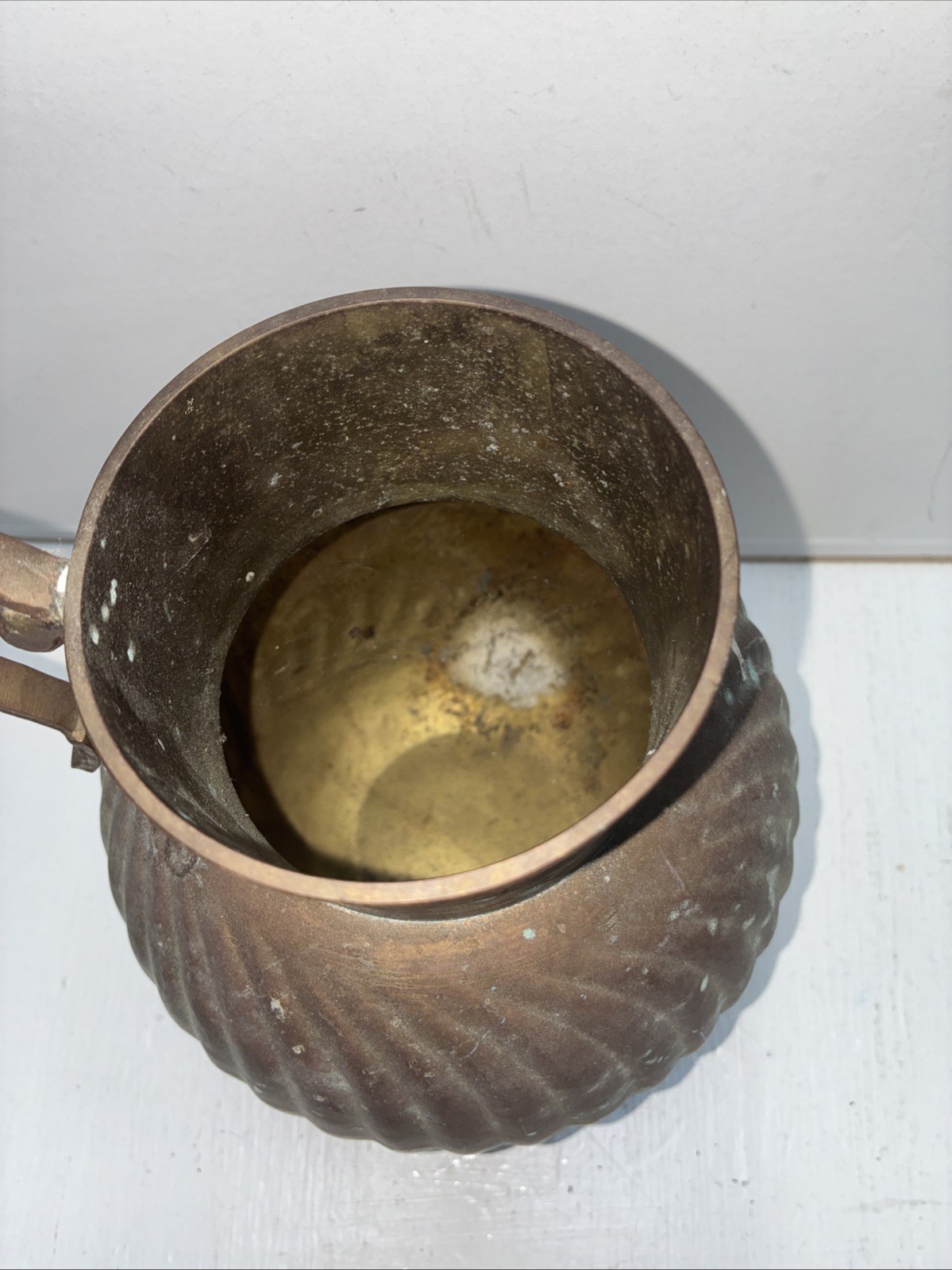Brass Pitcher Hand-Hammered Round Twill Body 8.5” Tall By 6.5”, Top 3.5 India